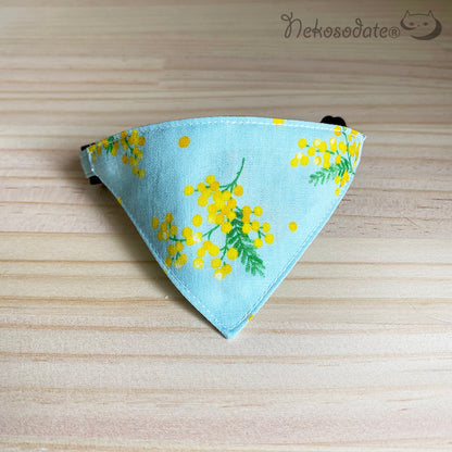 [Mimosa pattern blue] Serious collar, conspicuous bandana style / selectable adjuster cat collar