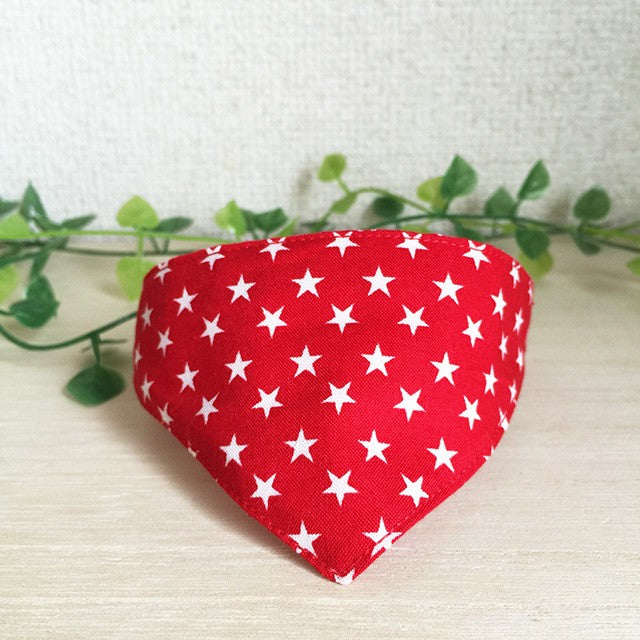 [Star pattern red] Serious collar, conspicuous bandana style / selectable adjuster cat collar