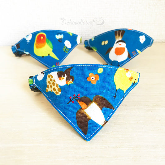 [Various bird patterns] Serious collar, conspicuous bandana style / selectable adjuster cat collar