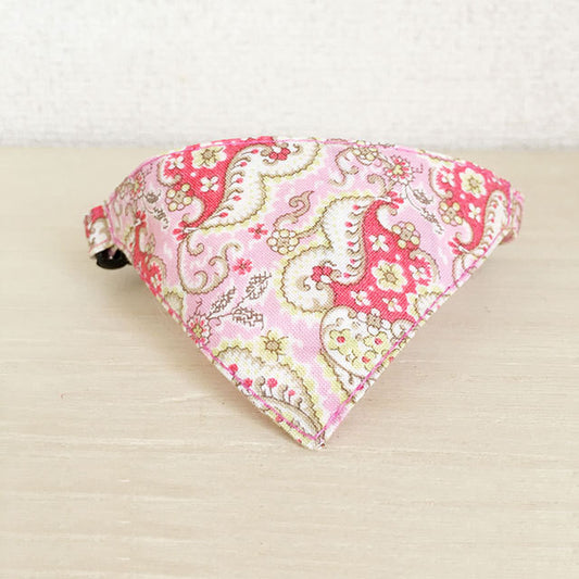 [Flower paisley pattern] Serious collar, conspicuous bandana style / selectable adjuster cat collar