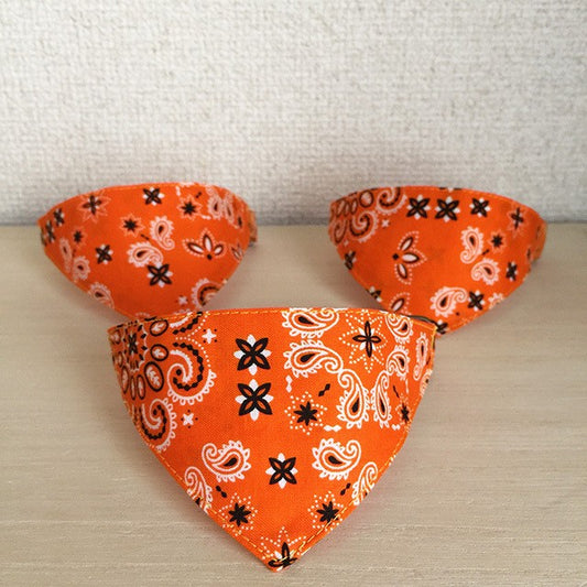 [Paisley pattern orange] Serious collar, conspicuous bandana style / selectable adjuster cat collar