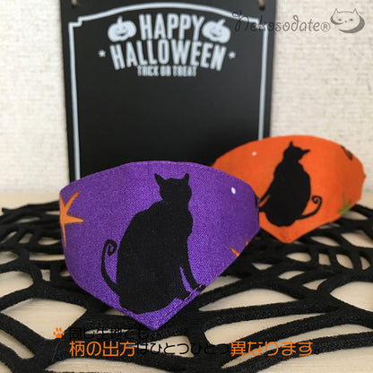 [Halloween cat pattern purple] Serious collar, conspicuous bandana style / selectable adjuster cat collar