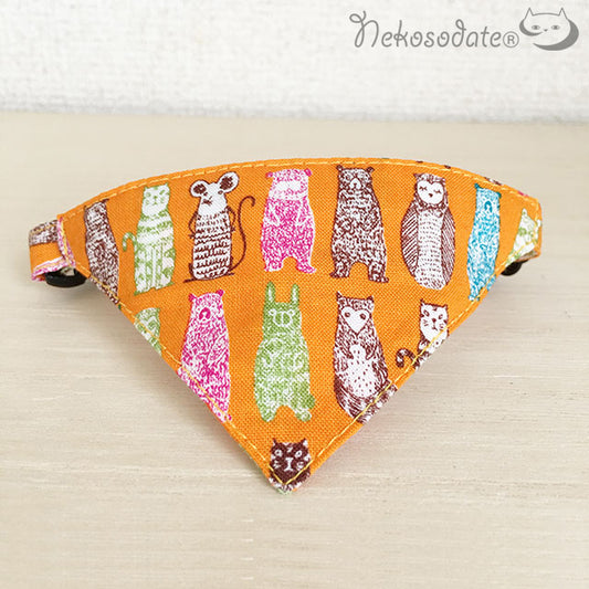 [Animal's pattern] Serious collar, conspicuous bandana style / selectable adjuster cat collar