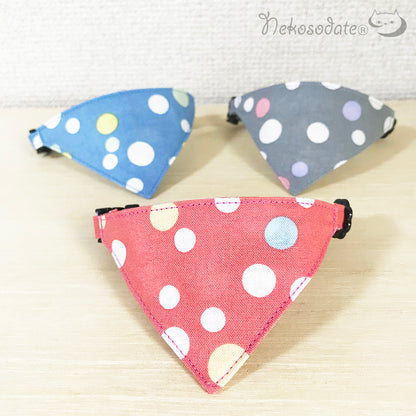 [Ramune dot pattern pink] Serious collar, conspicuous bandana style / selectable adjuster cat collar