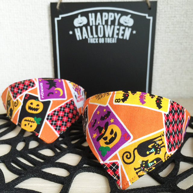 [Halloween playing card pattern] Serious collar, conspicuous bandana style / selectable adjuster cat collar