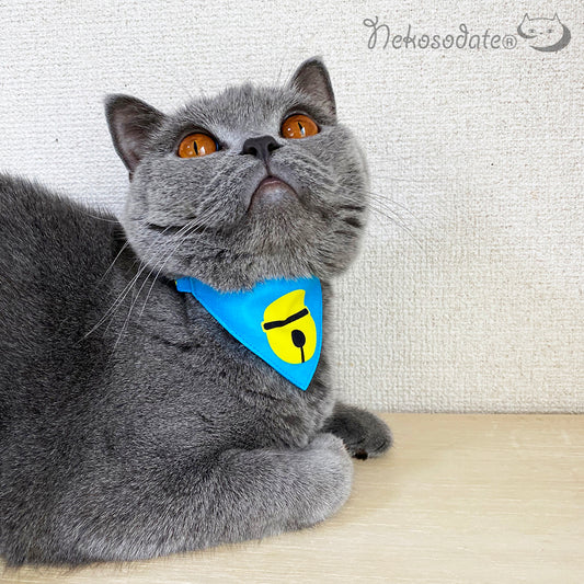 [Bell pattern blue that does not ring] Serious collar, conspicuous bandana style / selectable adjuster cat collar