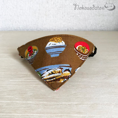[Hospitality pattern brown] Serious collar, conspicuous bandana style / selectable adjuster cat collar