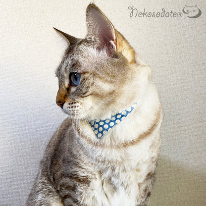 [Honeycomb dot pattern blue] Serious collar, conspicuous bandana style / selectable adjuster cat collar