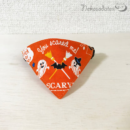 [Rakugaki Halloween Pattern Orange] Serious Collar / Conspicuous Bandana Style / Selectable Adjuster Cat Collar