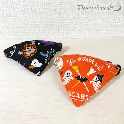 [Rakugaki Halloween pattern black] Serious collar, conspicuous bandana style / selectable adjuster cat collar