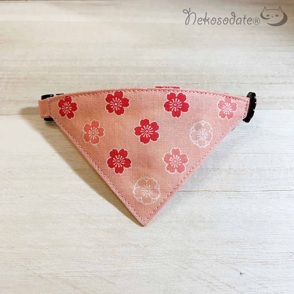 [Sakura single double pattern pink] Serious collar, conspicuous bandana style / selectable adjuster cat collar