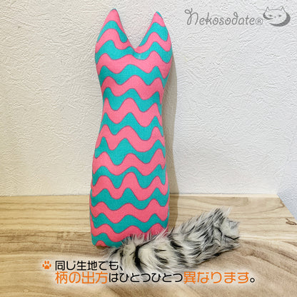 Cat-shaped kicker wave pattern pink / with a bushy tail + plastic bells